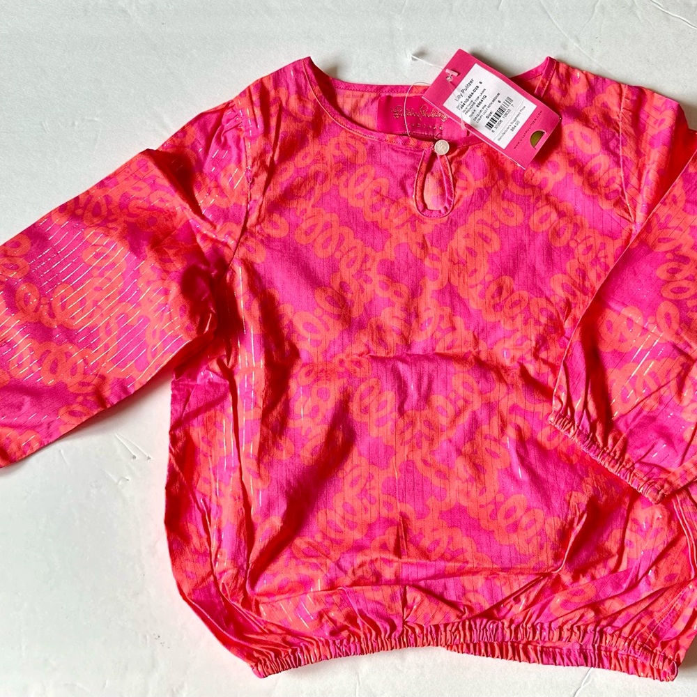 Girls Lilly Pulitzer Frenchie Top Lawn Orange Size 6 New w/Tag